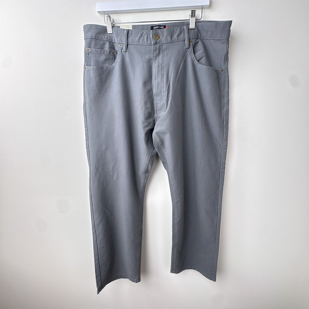 Dockers Comfort Knit Jean Cut Pants Mens 36x29 Grey Straight Fit Smart 360
